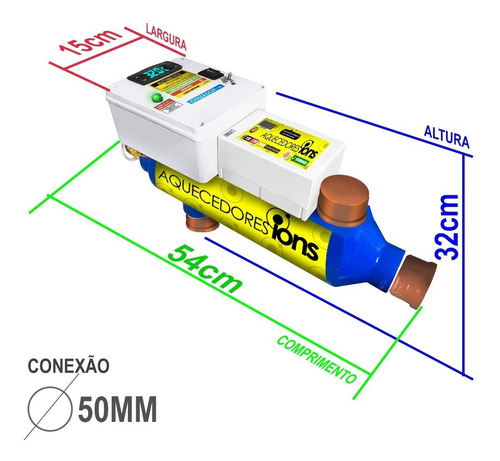 Aquecedor De Piscina 40 Mil Litros 10kw Ionizador Tratamento