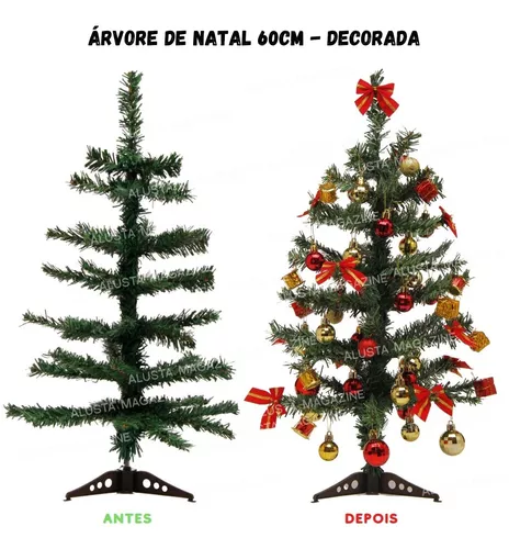 Árvore Natal Decorada 60m Com 55 Enfeites Pinheiro 50 Galhos