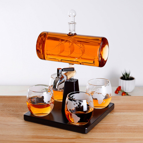 Juego De Decantador De Whisky Con 4 Vasos, Vasos, Botella De