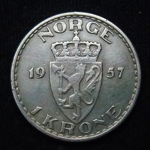 Noruega 1 Corona 1957 Muy Bueno Km 397.2