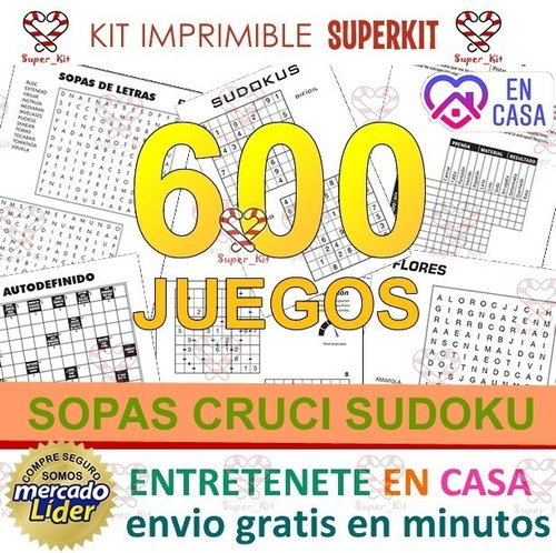 Kit Imprimible Sopa De Letras Crucigramas Sudoku Especial