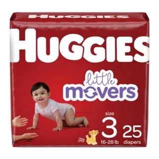 Huggies Little Movers Size 3, 25 Pañales 16-28lb