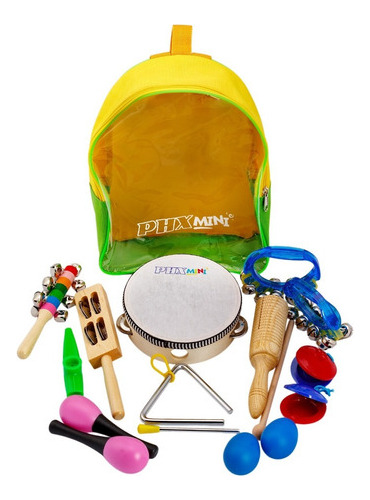 Kit Bandinha C/dez Instrumentos Infantis C/ Mochila