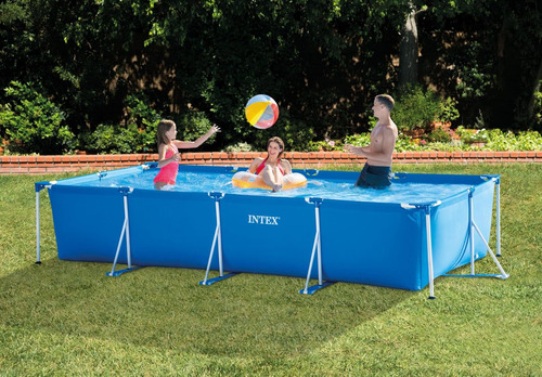 Piscina estructural rectangular Intex 28273 con capacidad de 7127 litros de 450cm de largo x 220cm de ancho azul diseño mosaico