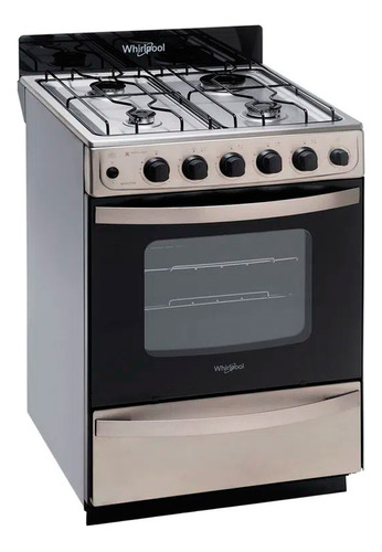 Cocina Whirlpool Multigas 56 Cm Inox 4 Hornallas Wfx57dw