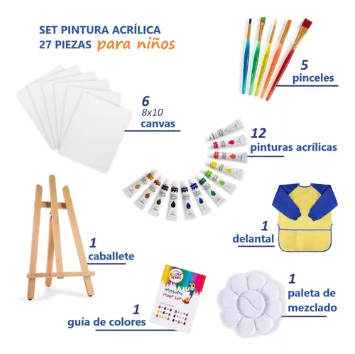 Juego de pintura para niños y caballete – Kit de pintura acrílica de 1