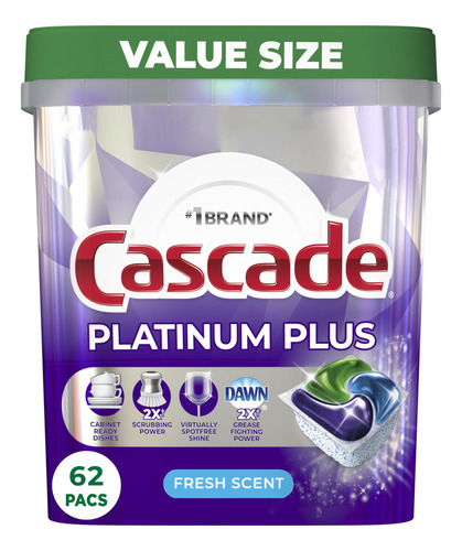 Cascade Platinum Plus Actionpacs Capsulas De Detergente Para