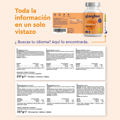 Vitamina C 1000 Mg Ayuda Inmunologico Cansancio 200 Tabletas