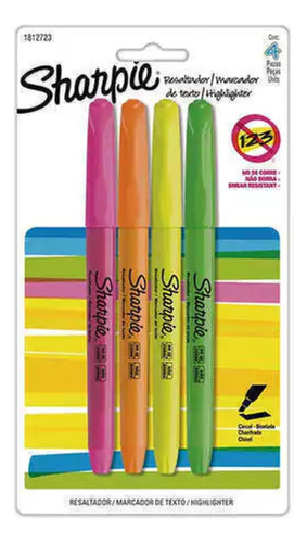 Resaltador Sharpie Fino Blíster X4 Colores Fluo