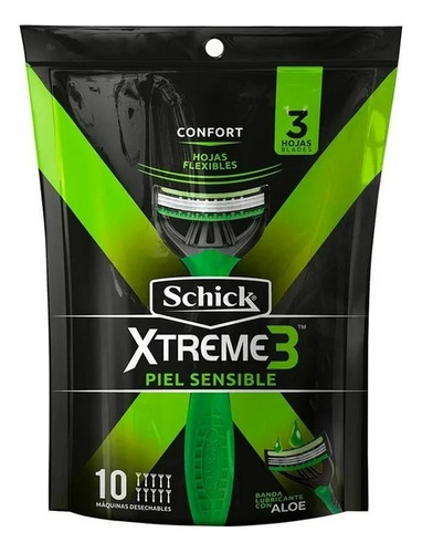 2 Pza Rastrillo Para Afeitar Schick Xtreme 3 Piel Sensible 1