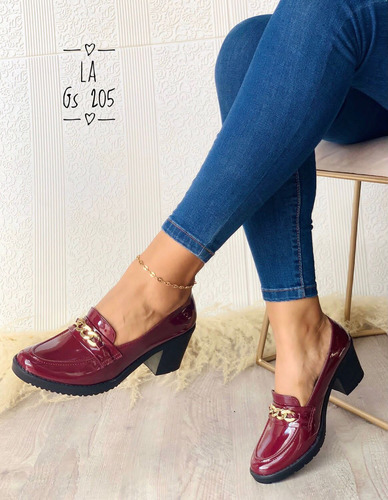 Zapatos Mocasines Con Tacón Para Damas