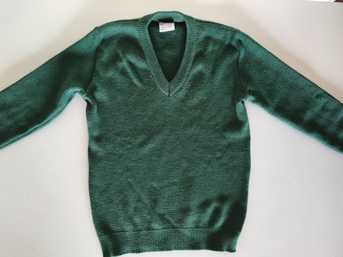 Sweater /pullover Colegial Unisex Verde T 8 Escote V. Usado (Usado)
