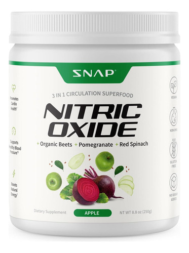 Snap Supplements Nitric Oxide Organic Beets 8.8oz Sabor Apple