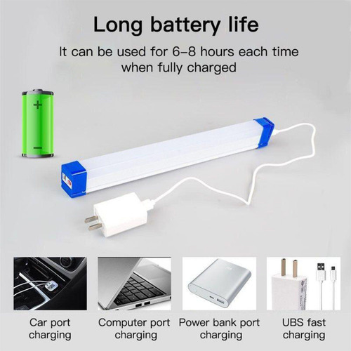 Tubo Luz Fria Led Portatil Camping 60w 52cm Recargable Usb
