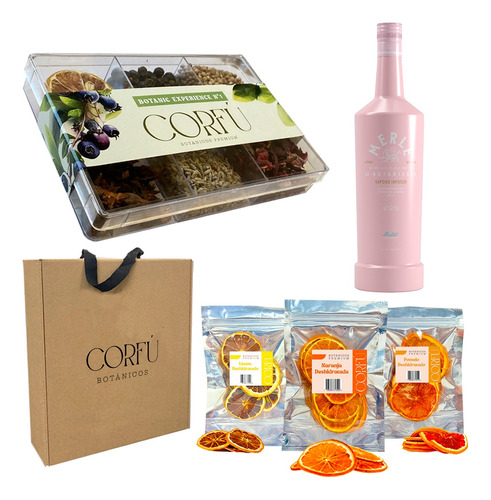 Combo Regalo Kit Botánicos Merle Gin Corfú Cítricos Premium