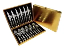 Comprar 2 Kits Faqueiro Maleta De Talheres Inox 24 Peças Com Dourado