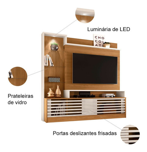Estante para TV Frizz Natural/blanquecino de hasta 55 pulgadas, marrón y blanquecino