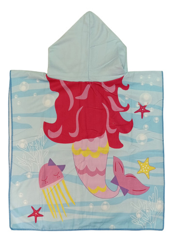 Toalla Diseño Sirena 2.0 Poncho De Baño Infantil Niños