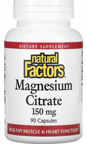 Magnesium Citrate, 150 Mg, 90 Capsules Sabor Sem Sabor