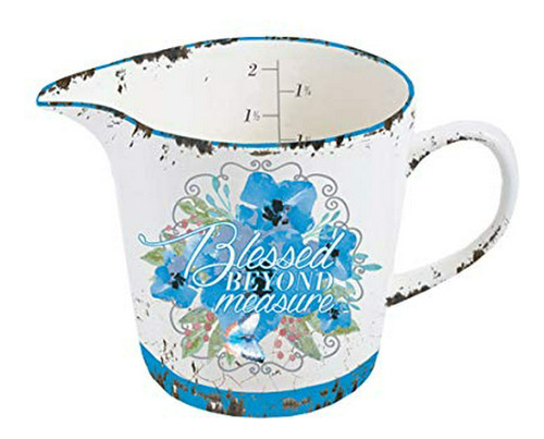 Taza Medidora Cerámica Azul De 16 Oz