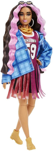 Imagem 3 de 9 de Barbie Extra 2021 Morena 13 Cabelo Mechas Rosa Lançamento