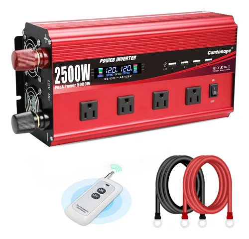 Inversor De Corriente 2500 W 12 V A 110 V Con Pantalla Lcd