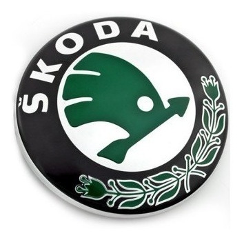 Insignia Skoda Verde Plateado Negro 79mm Con 2 Pines 