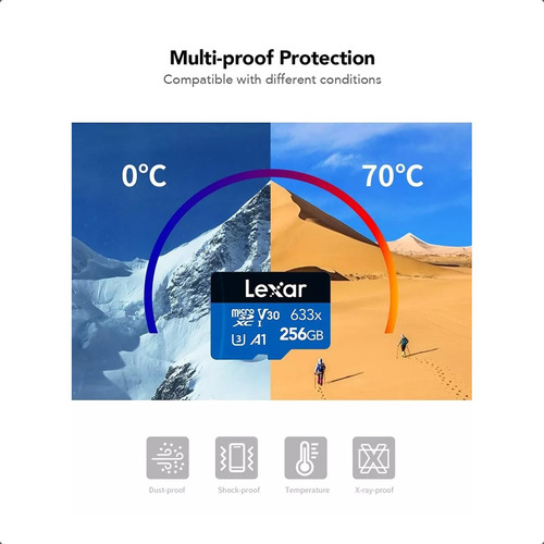 Tarjeta Micro Sd Lexar 256 Gb 100mb/s 633x A1 V30 U3 4k