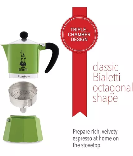 Bialetti Rainbow Cafetera Italiana Espresso, 3 Tazas, Aluminio