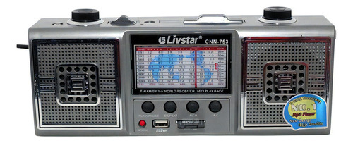 Radio Mini System Portátil Livstar Cnn-753 Prateado Am Fm Livsta