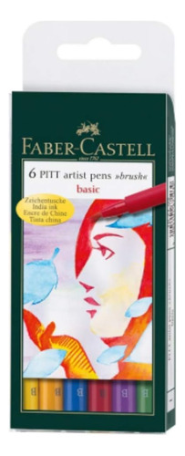 6 Juego Pinceles Básicos Pitt Artist Pens, Multicolores