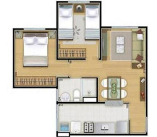 Imagem 11 de 14 de Apartamento Único 45m 2dorms 1vaga Planejados 260 Mil