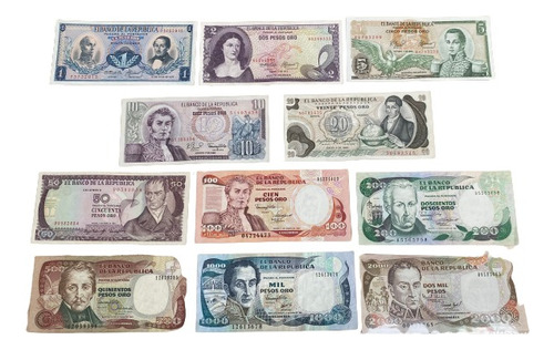 Set De 11 Billetes De Colombia