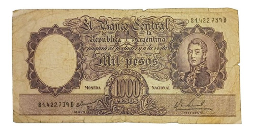 Billete Argentina 1000 Pesos Mn. San Martin Serie D- 1969