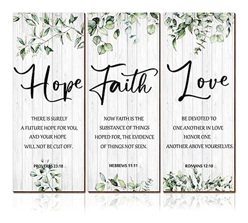 3 Piezas Faith Hope Love Wall Decor Bible Verse Inspirationa