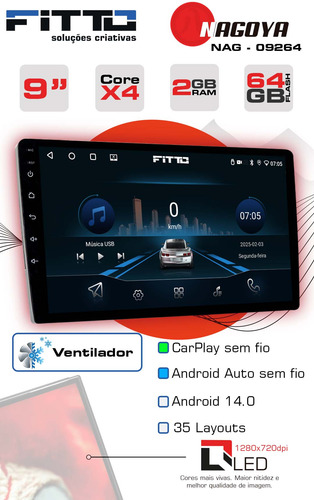 Multimidia Honda Fit Wrv Android 14 2gb 64gb Carplay 9p Qled