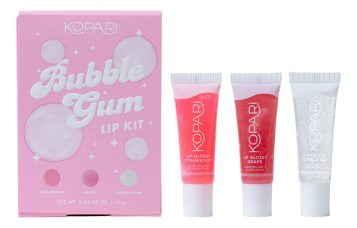 Kopari Bubblegum - Kit De Brillo De Labios | Fresa, Uva, Ch.