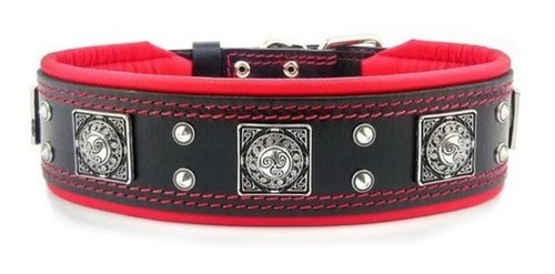 Collar Perro Eros Black. Bestia Dog Gear. Cuero Talla L Rojo