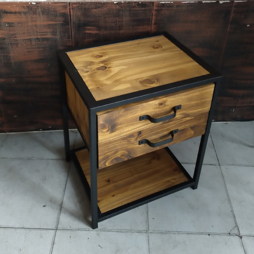 Imagen 2 de 4 de Mesa De Luz 50x40 Industrial Cajon Telescopicos Hierro Caño