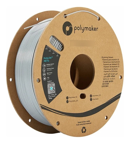 Filamento Polylite Petg Gris (1.75mm, 1kg)