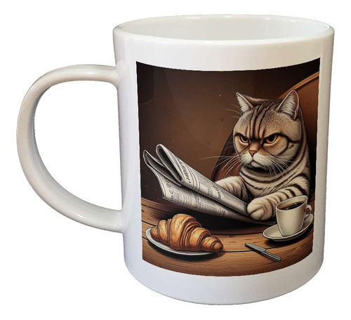 Taza Plastico Gato Enojado Cafe Diario Mañana Gruñon