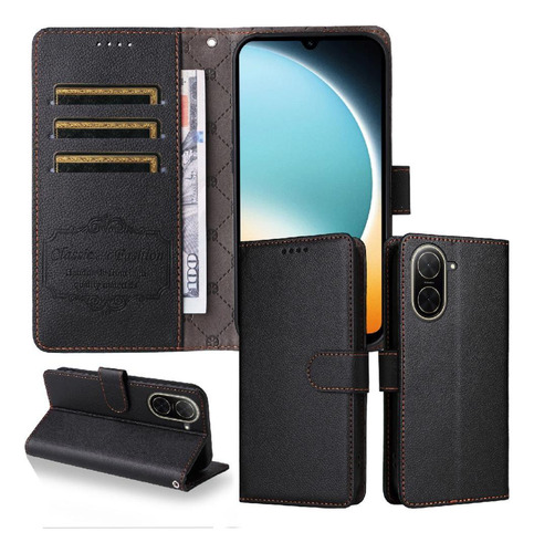 Funda Con Tapa Para Xiaomi Poco C71 4g, Ranura Para Tarjetas, Carga Inalámbrica, Soporte Magnético Para Coche
