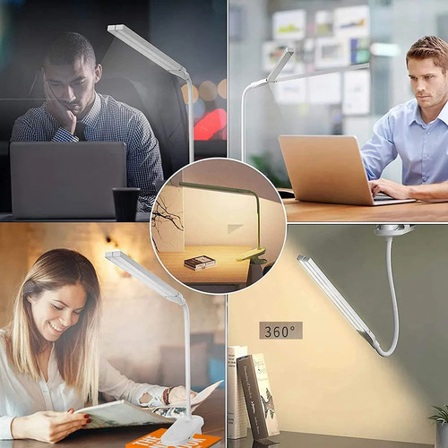 Lámpara De Escritorio Led Con Abrazadera, Brazo Flexible