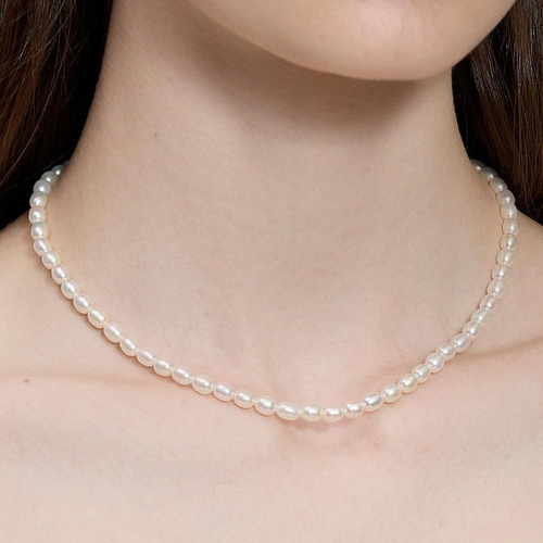 Mooeye Collar De Perlas De Agua Dulce Con Cierre De Plata De