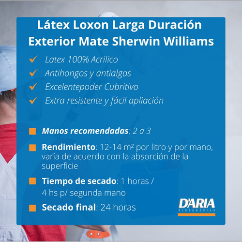 Pintura Latex Loxon Exterior Blanco X10 Lts Sherwin Williams