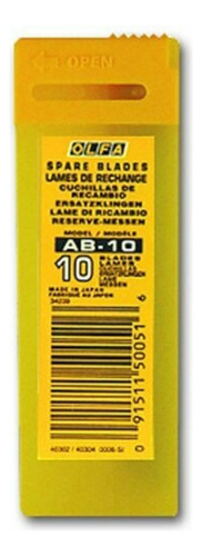 Olfa Repuesto Navaja Modelo Ab-10 De 9 Mm. 10 Piezas