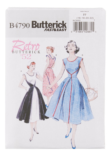 Butterick Patterns B4790 Vestido Cruzado Para Mujer Talla Ff