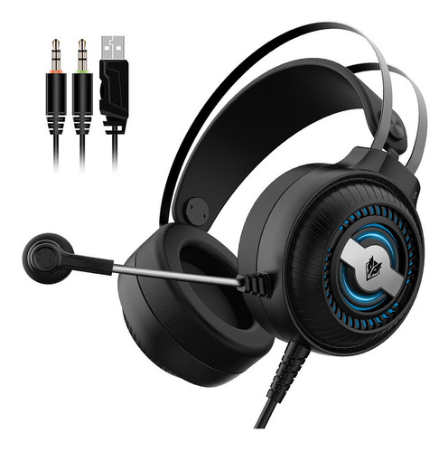Auriculares gamer Nubwo N1 Pro negro con luz LED