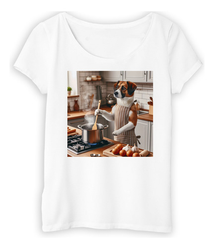 Remera Mujer Perro Cocinando Amor Cocina Cocinero M4