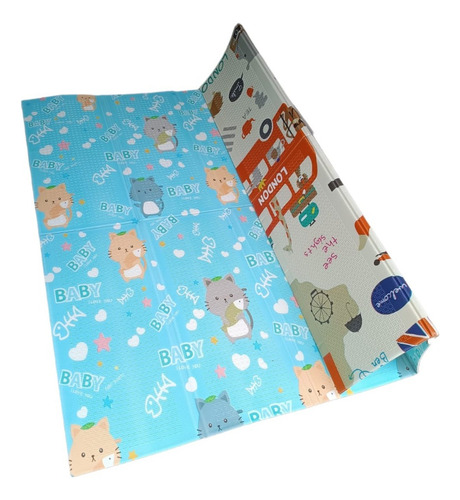 Tapete Antigolpes Plegable Para Gateo De Bebés Doble Faz